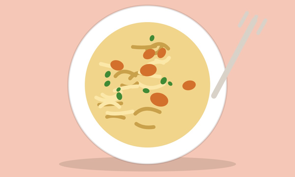 A drawing of Chicken Pasta Soup