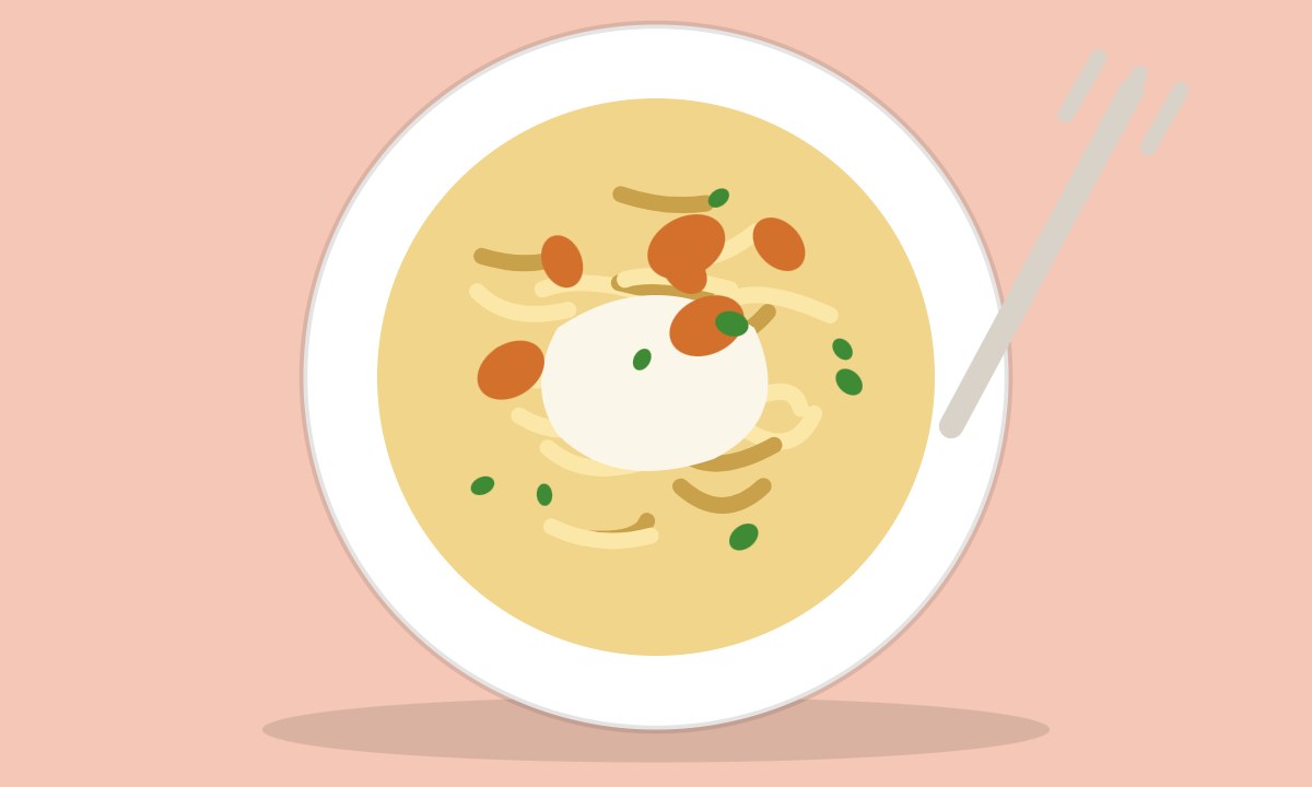 A drawing of Pasta Carbonara