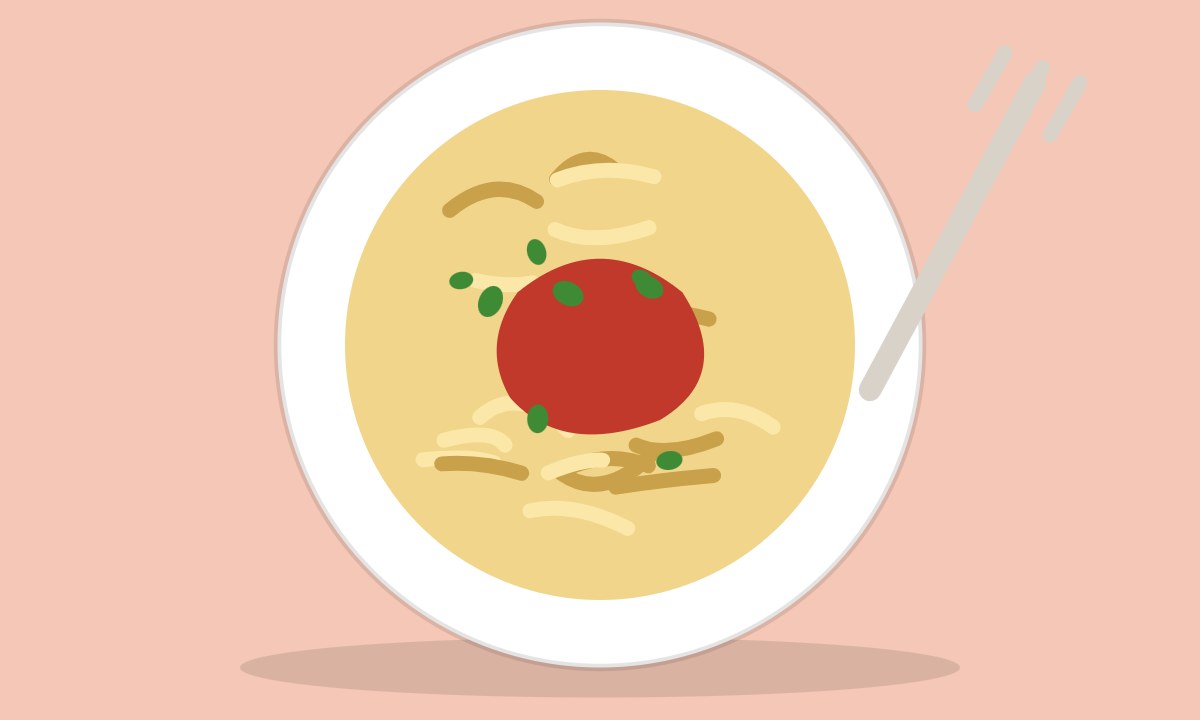 A drawing of Pasta Primavera